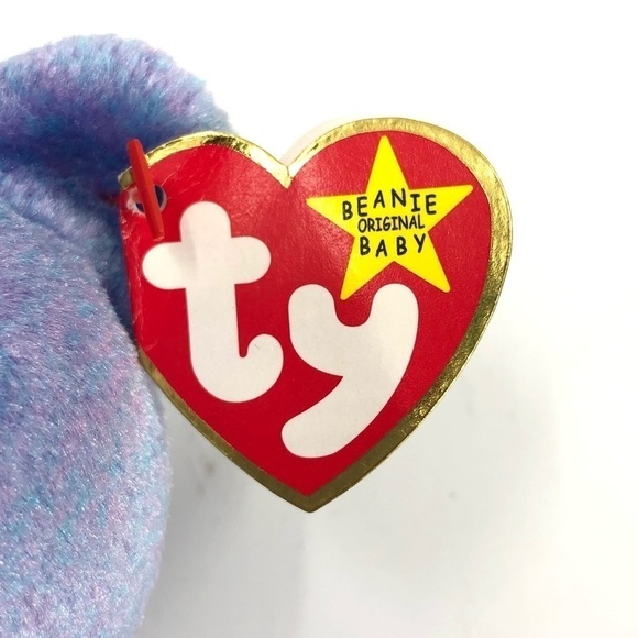 Vintage 1999 Retired Ty Beanie Baby Clubby 2 Bear Purple Blue Silver Bow Rare - Picture 7 of 11